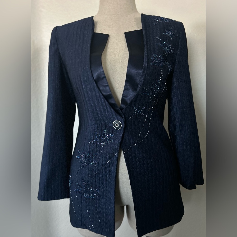 Massini Navy Women's Blazer with Embellishments